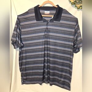 Grand Slam Gray and Blue Golf Polo Shirt with Stripes Size 4XB